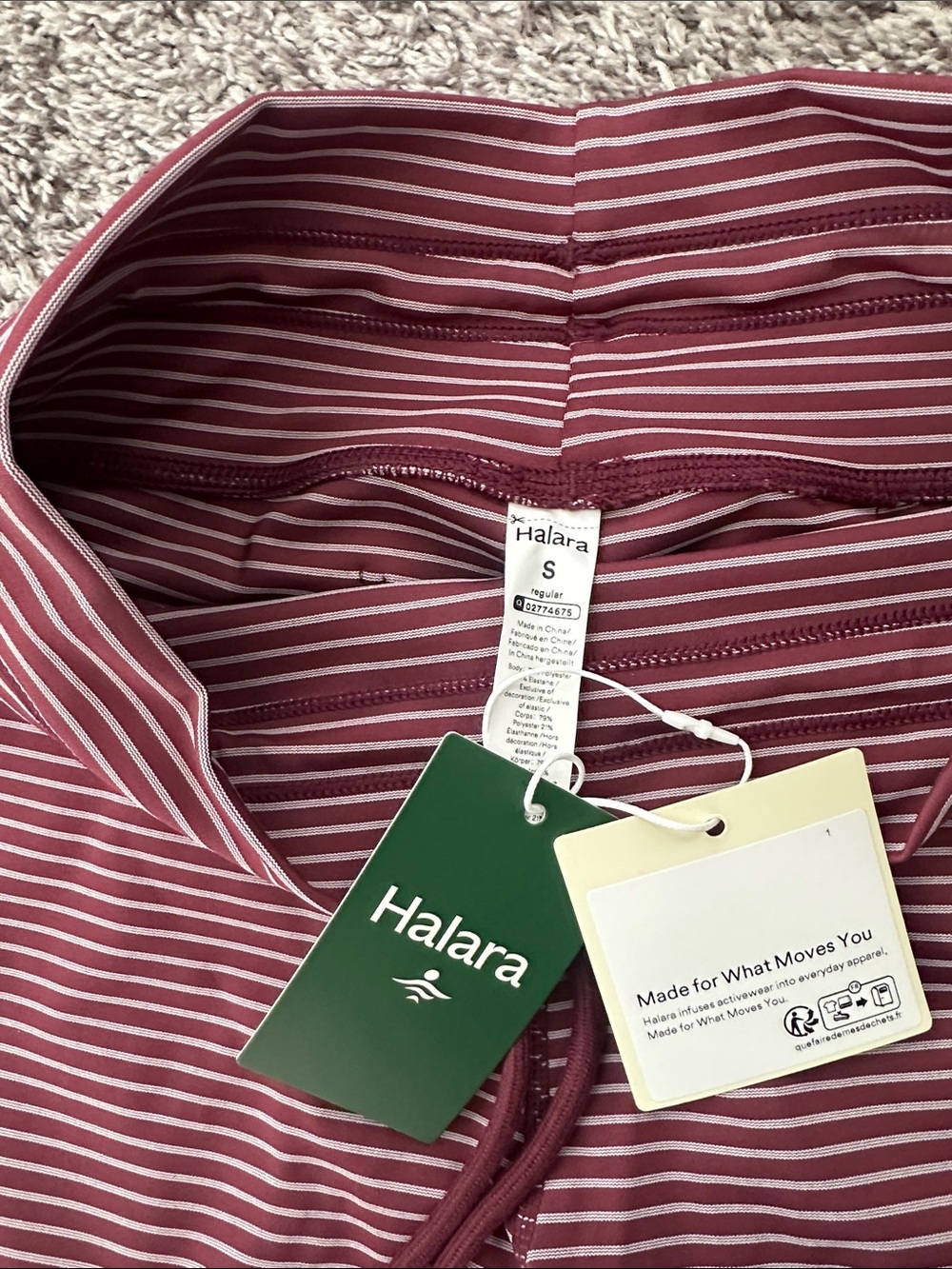 HALARA Striped High-Waist Flare Pants in Burgundy & White - Picture 2 of 4
